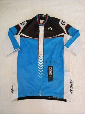 Torralba Aero-XR Cycling Jersey Blue White Black Size L Full-Zip T-Dry Mens